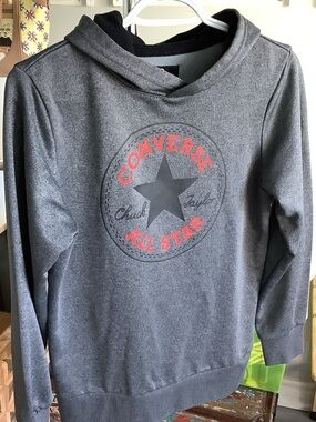 Converse Gray Hoodie with Red All Star Logo